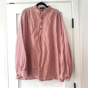 J PETERMAN COMPANY gingham plaid red shirt XXL wooden buttons